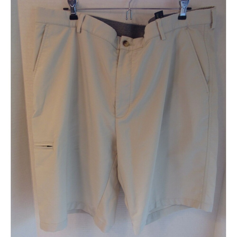 Greg Norman Mens Ivory Solid Flat Front Casual Shorts Stretch Size 40 Golf